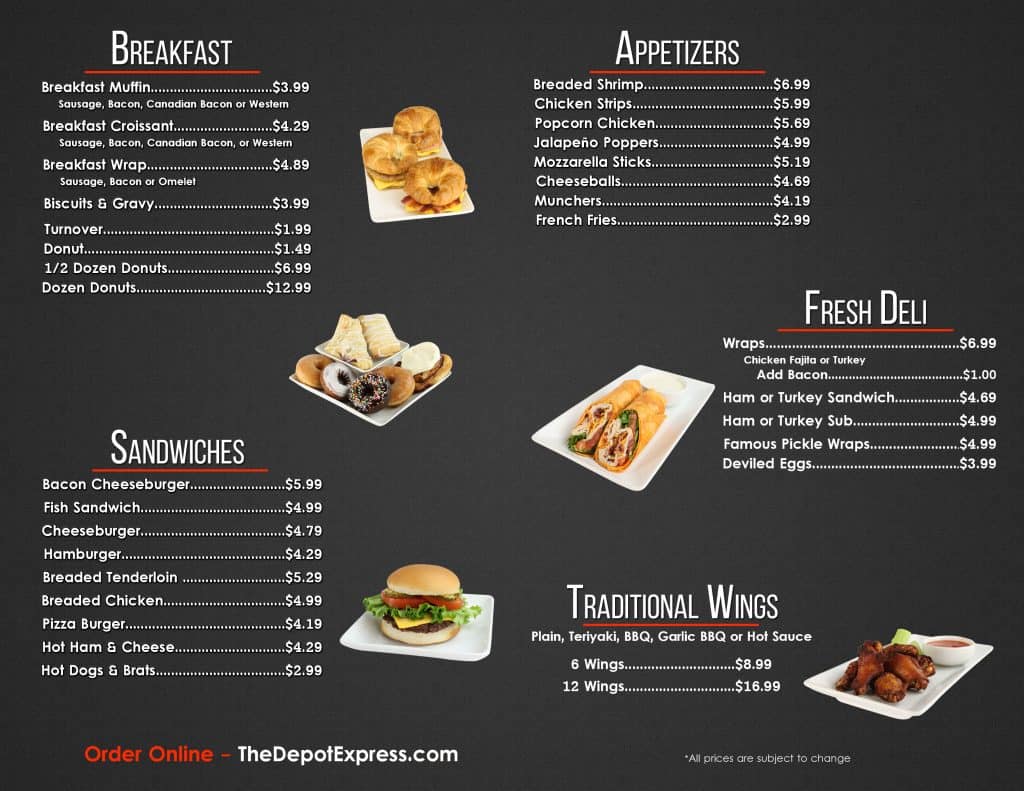 The on sale depot menu